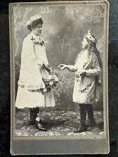 c1880s Cabinet Card Photo Girl And Lady With Flowers picture