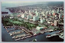Aerial View of the City of Miami Florida FL Vintage 1960 Unposted Postcard PC picture