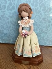 Vintage Gifina Faceless Girl Figurine Dominican Dress On Wood Base Polymer Clay picture
