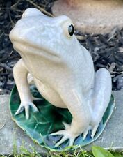 Vintage Weller Style Frog on Lily Pad Ceramic Celadon Pottery Figurine Signed picture