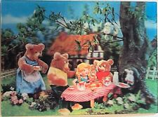 Goldilocks and Three Bears Picnic 3D Lenticular Vintage 6x4 Postcard c1960 picture
