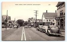 ABINGTON, MA Massachusetts ~ c1940s Cars NORTH AVENUE STREET SCENE Postcard picture