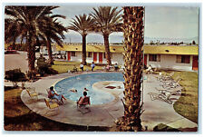 c1960's Beckley's Motel and Trailer Park Palm Springs CA Swimming Pool Postcard picture