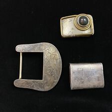 Rare Wolfgang 1980 Solid Brass Art Vintage Belt Buckle + 2 Silver Buckles Lot picture