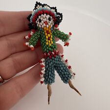 VINTAGE / ANTIQUE ZUNI BEADED CHICKEN FOOT DOLL BROOCH PIN NATIVE NA AMERICAN picture