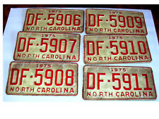 Lot of 6 NORTH CAROLINA CONSECUTIVE Numbered LICENSE PLATES picture