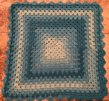 VINTAGE CROCHETED TABLE TOPPER ( 23” x 23” ) BLUE TONES picture