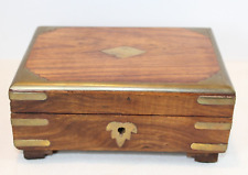 Vtg Trinket/Jewelry Box Made in India Inlaid Brass & Brass Hardware Footed picture