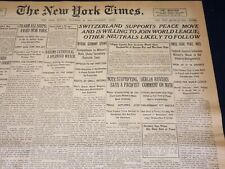 1916 DECEMBER 25 NEW YORK TIMES - SWITZERLAND SUPPORTS PEACE MOVE - NT 8646 picture