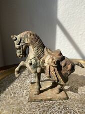Vintage JAPAN Cast Iron Chinese War Horse Tang Dynasty Style Sculpture Statue picture