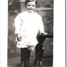 c1910s Handsome Smiling Young Man RPPC Little Boy Portrait Sharp Real Photo A174 picture