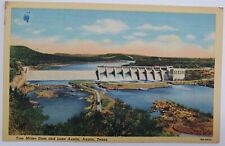 Austin, TX Tom Milller Dam on Colorado River & Lake Austin Vintage Postcard h48 picture