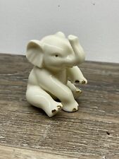 Lenox Small White Porcelain Sitting with Trunk Up Good Luck Baby Elephant 2.5