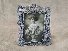 Ornate Victorian Silver Finish Cherub Picture 7