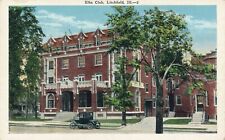 Elks Club in Litchfield, Illinois with car antique unposted postcard picture