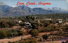 Cave Creek Arizona aerial view cactus ~ 1950-60s vintage postcard picture