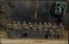 RPPC French soldiers uniform rifles mailed 1912 Fontainebleau France photo PC picture