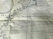 c.1950s Nautical Map - Maritime Sea Voyage NEW YORK to RECIFE BRAZIL Mid-Century picture