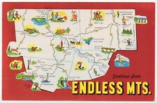 Greetings From Endless Mountains Pennsylvania Map Chrome Postcard picture