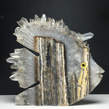 290g Natural Crystal Cluster,Specimen Stone,Hand-Carved, Exquisite Fish.GIFT.QJ picture