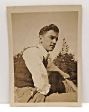 Vtg 1940s Handsome Gay Leo Black White Snapshot Photo int 7