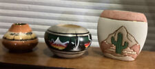 3 Small Navajo Pots Hand painted And Signed By Artists picture