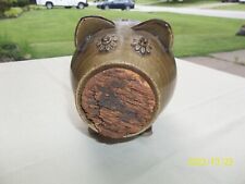 Vintage Studio Stoneware Art Pottery Piggy Bank Cork Nose Folk Art Signed picture