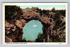 Mackinac Island MI-Michigan, Sailing seen through Arch Rock, Vintage Postcard picture
