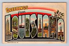 LA-Louisiana, General LARGE LETTER Greetings, Antique, Vintage Souvenir Postcard picture