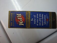 RPM Unsurpassed motor oil Standard oil of  CA. 1920s-30s Matchbook. picture