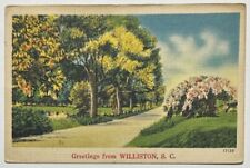 Greetings from Williston SC South Carolina Road Scene 1940s Postcard picture