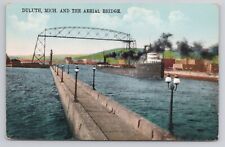 Duluth Michigan And The Aerial Bridge c1910 Antique Postcard picture