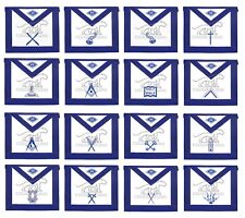 MASONIC BLUE LODGE OFFICERS APRON - SET OF 16 APRON MACHINE EMBROIDERED  picture