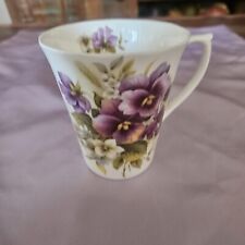  Allyn Nelson Victorian Fine Bone China Vintage Coffee Cup/Mug Purple Pansies picture