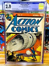 ACTION COMICS #17 DC 1939 6th Superman Cover CGC 2.0 Restored Slight C-1 OWP picture