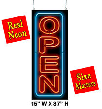 Large Vertical Open With Border Neon Sign | Jantec | 15