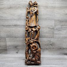 Hand Carved Wooden Sculpture Asian Goddess with Chinese Dragon 18