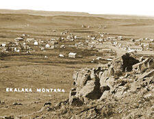 1917 Aerial View of Ekalaka, Montana Vintage Photo 8.5