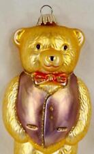 Lauscha Glas Christmas Ornament Teddy Bear Blown Glass Hand Paint Germany #919 picture