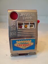 RARE Vintage Metal Las Vegas Nevada Mini Slot Machine Toy Gambling Bank Working picture