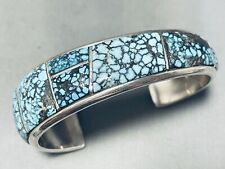 *IMPORTANT* BEST VINTAGE NAVAJO LONE MOUNTAIN TURQUOISE STERLING SILVER BRACELET picture