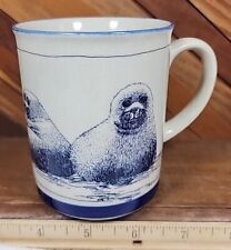 Vintage Antarctic Seals / Sea Lions Artwork Blue Print Ceramic Coffee Mug Cup picture