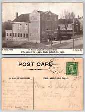 St Charles Missouri ST JOHN'S HALL AND SCHOOL 1911 Postcard L195 picture
