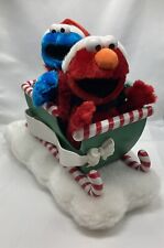 Gemmy Christmas SESAME STREET SINGING ANIMATRONIC Cookie Monster & Elmo Sleigh picture