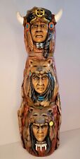 Vtg Native American Ceramic, Hand Painted Totem  Cougar Bear Medicine Man picture