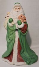 Vintage Santa Figurine 1991 FTD Saint Nick Figure  6.5” Santa Claus Green Cloak  picture