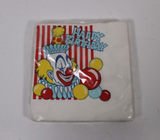 Vintage CLOWN BIRTHDAY NAPKINS Cake Mate 20 Count 2-ply 13