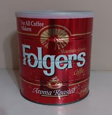 Vintage Folgers For All Coffee Makers Can Tin 39 ozs 2lbs 7 ozs Lid Big Lebowski picture