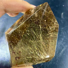 320G Natural Golden Hair Rutilated Quartz Crystal Flat Healing picture