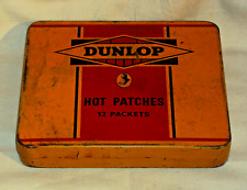 VINTAGE OLD AD TIN LITHO BOX BATES DUNLOP TYRE HOT TIRE PATCHES COLLECTIBLE 1950 picture